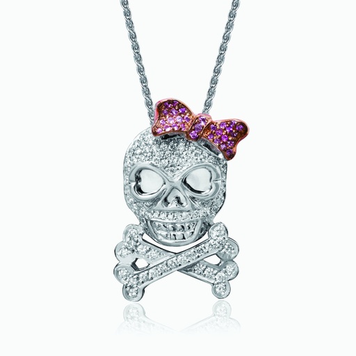 [PWWPS100X#2726] The Skull With Bow Pendant