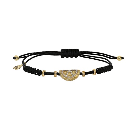 [B009ZG.M.X] Yellow Gold Medium Watermelon Cord Bracelet Orange Sapphire
