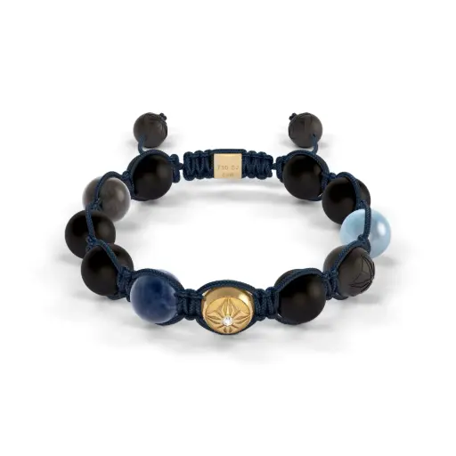 Shamballa Jewels Yellow Gold Sapphire & Aquamarine 10mm Braided Bead Bracelet