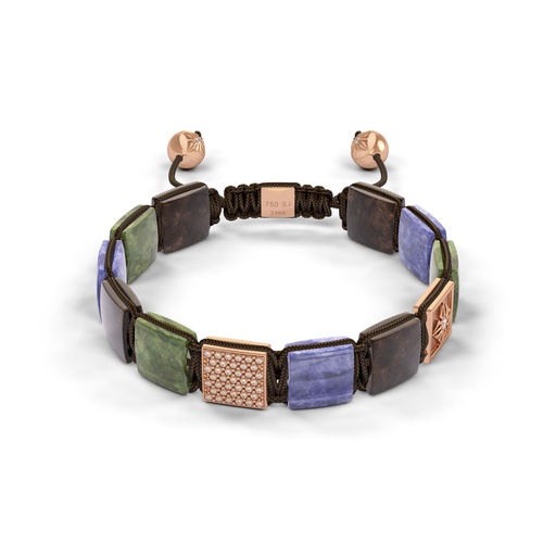 [D219689] Shamballa Jewels Rose Gold Diamond Sapphire & Amethyst 10mm Lock Bead Bracelet