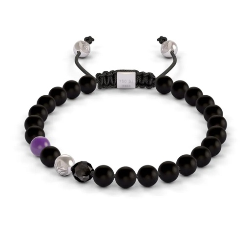 [D100694] Shamballa Jewels White Gold Diamond & Tanzanite 6mm Non-Braided Bead Bracelet