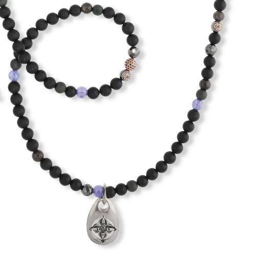 [D225815] 6mm Non-Braided Shamballa Necklace with Dogtag Pendant