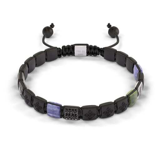 [D219908] Shamballa Jewels White & Black Gold Diamond Sapphire & Tanzanite 6mm Lock Bead Bracelet