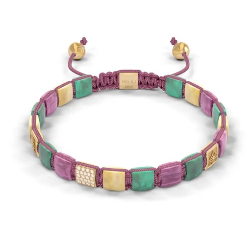 [D226076] Shamballa Jewels Yellow Gold Diamond Sapphire & Emerald 6mm Lock Bead Bracelet