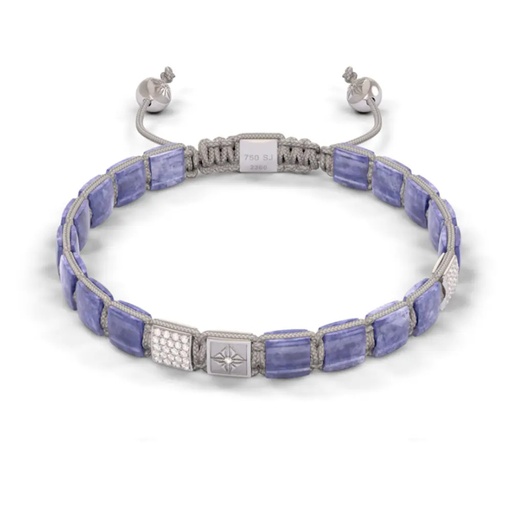 [D219568] Shamballa Jewels White Gold Diamond & Tanzanite 6mm Lock Bead Bracelet