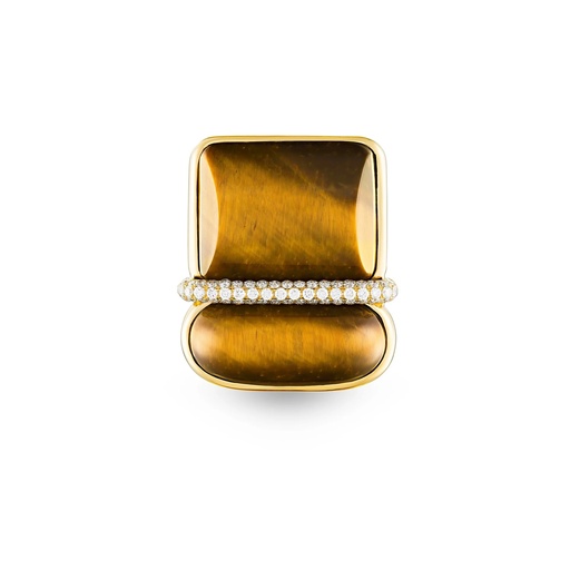 [Amrita Large Square Ring In Tiger'S Eyes] Amrita Large Square Ring In Tiger'S Eyes