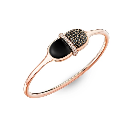 [Amrita Round Bangle In Black Onyx And Diamonds] Amrita Round Bangle In Black Onyx And Diamonds