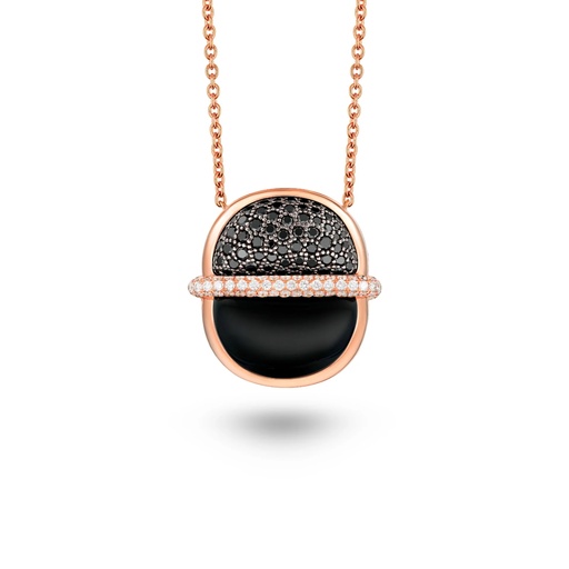 [Amrita Round Necklace In Black Onyx And Diamonds] Amrita Round Necklace In Black Onyx And Diamonds