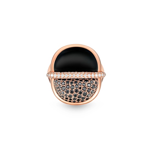 [Amrita Round Ring In Black Onyx And Diamonds] Amrita Round Ring In Black Onyx And Diamonds