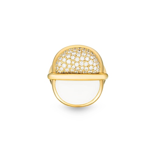 [Amrita Round Ring In White Ceramic And Diamonds] Amrita Round Ring In White Ceramic And Diamonds
