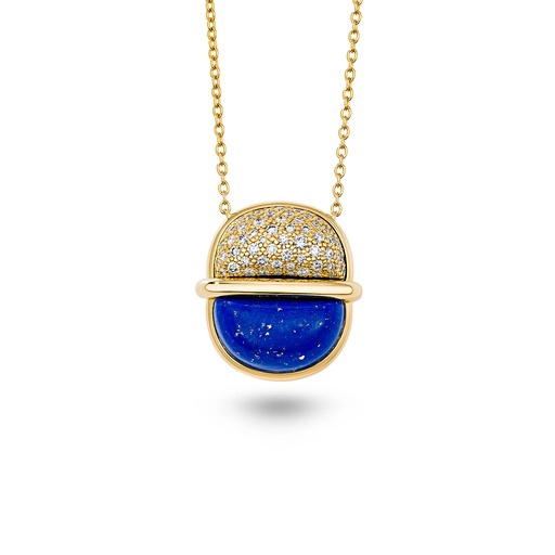 [Amrita Small Round Necklace In Lapis Lazuli With Diamonds] Amrita Small Round Necklace In Lapis Lazuli With Diamonds