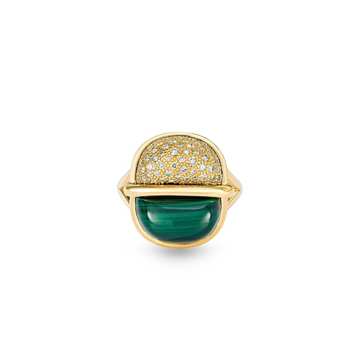[Amrita Small Round Ring In Malachite And Diamonds] Amrita Small Round Ring In Malachite And Diamonds