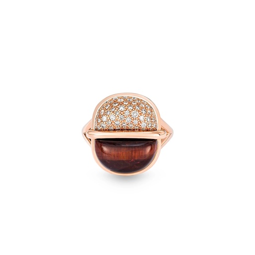 [Amrita Small Round Ring In Red Tiger'S Eye And Diamonds] Amrita Small Round Ring In Red Tiger'S Eye And Diamonds