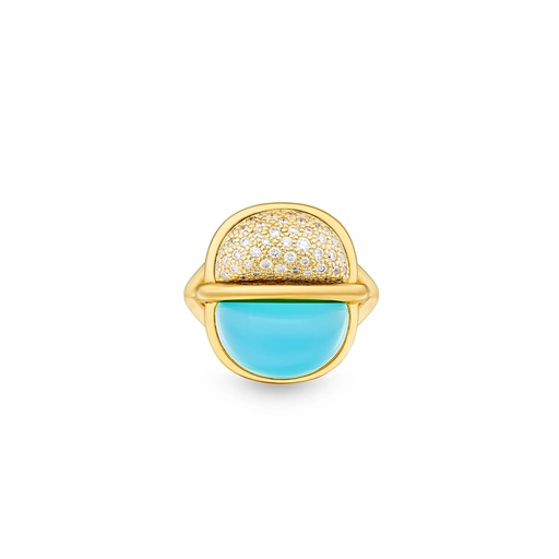 [Amrita Small Round Ring In Sea Blue Chalcedony And Diamonds] Amrita Small Round Ring In Sea Blue Chalcedony And Diamonds