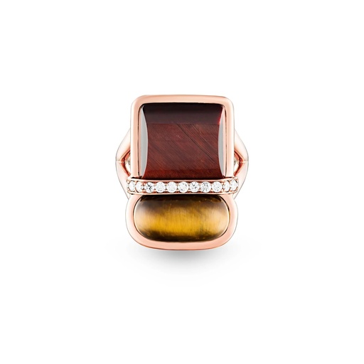 [Amrita Square Ring In Bull'S And Tiger'S Eyes] Amrita Square Ring In Bull'S And Tiger'S Eyes