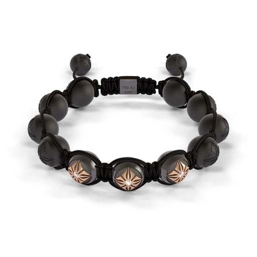 [D234701] Shamballa Jewels Rose & Black Gold Diamond 10mm Braided Bead Bracelet