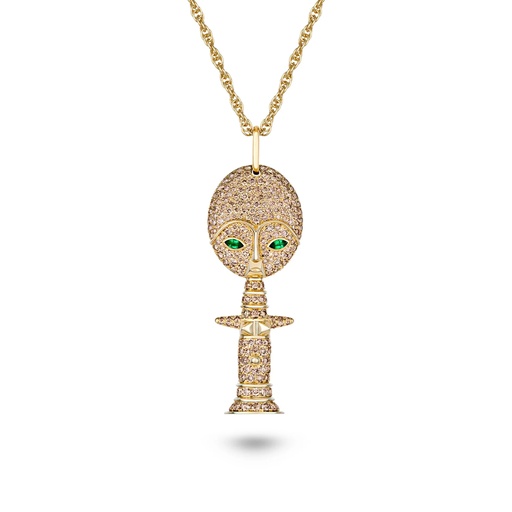 [P008CYG-MR/CH012YG55] Double Sided Moon Goddess Necklace