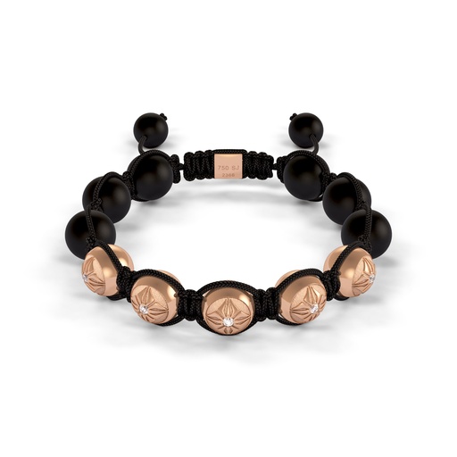 [D226674] Shamballa Jewels Rose Gold Diamond 10mm Braided Bead Bracelet