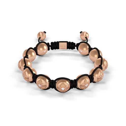 [D226675] Shamballa Jewels - Full Rose Gold SOS & Onyx 10mm Bead Braided Bracelet