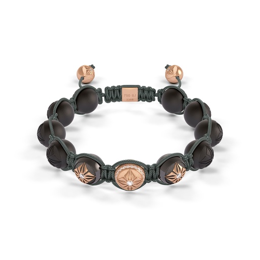 [D227090] Shamballa Jewels Rose & Black Gold Diamond 10mm Braided Bead Bracelet