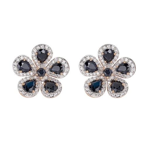 [E5045-BK] Rose Gold Classic Flower Earrings