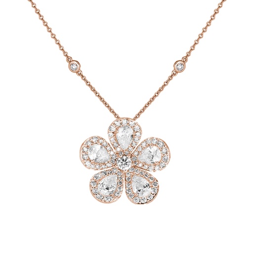 [N6081-RG] Rose Gold Classic Flower Small Necklace