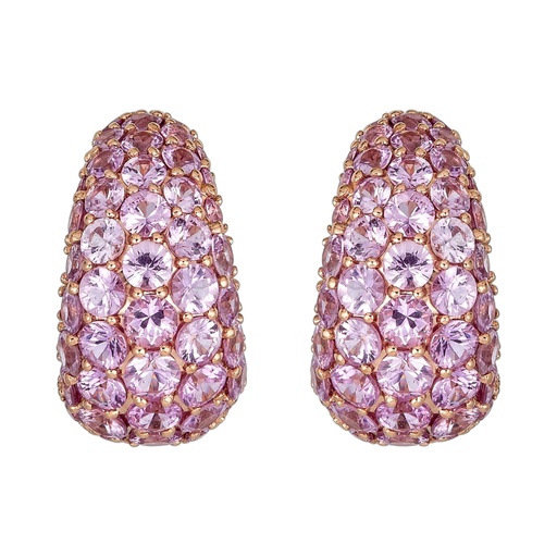 [E5406-P] Rose Gold Dome Huggie Earring - Pink Sapphire
