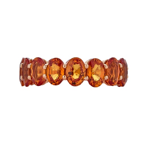 Rose Gold Eternity Oval Band - Orange Sapphire