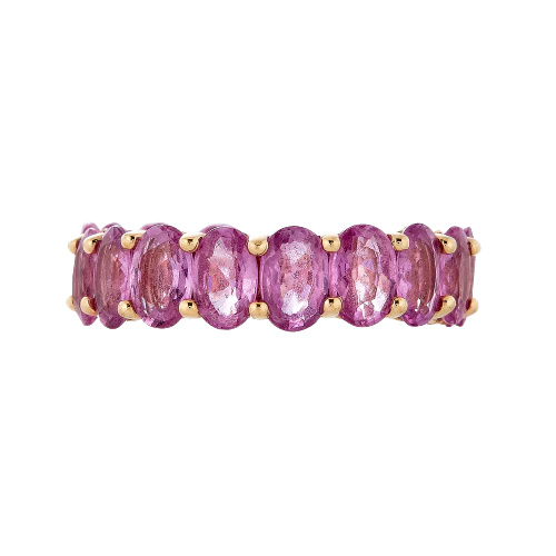 Rose Gold Eternity Oval Band - Pink Sapphire