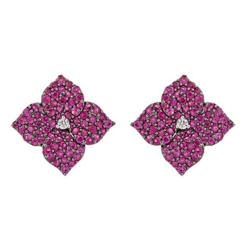 [E4673-DP/BRG] Rose Gold Fiore Large Flower Earrings - Pink Sapphire
