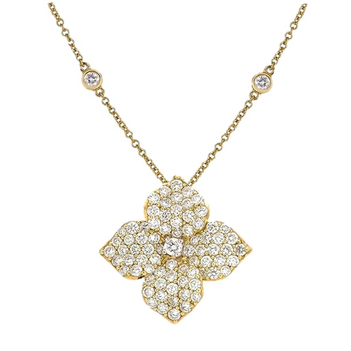 [P1414-DIA/YG] Rose Gold Fiore Large Flower Necklace