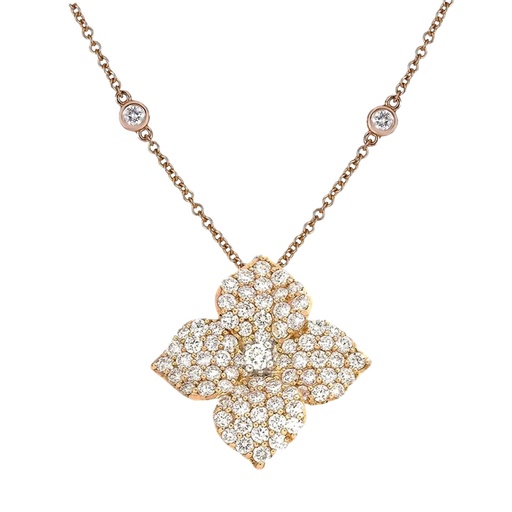 [P1414-DIA/RG] Rose Gold Fiore Large Flower Necklace