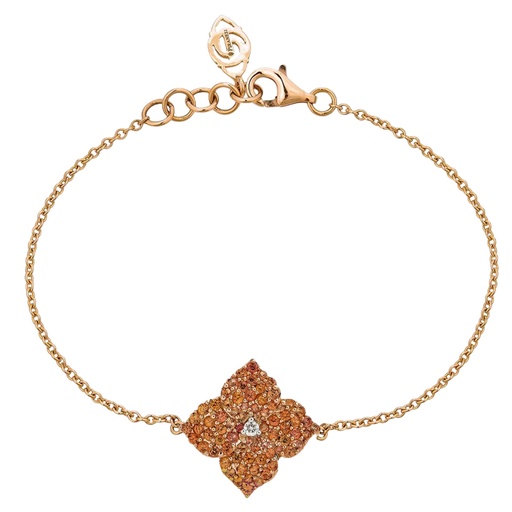 [B4520OR-RG] Rose Gold Fiore Small Flower Bracelet - Orange Sapphire
