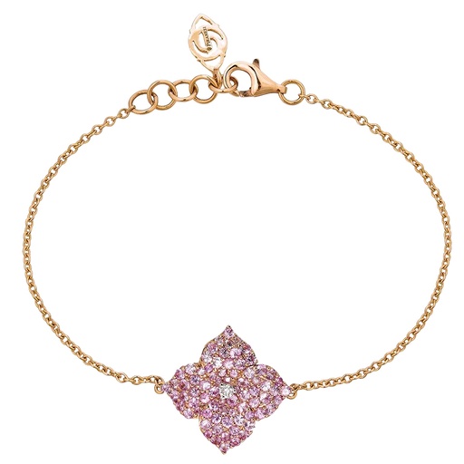 [B4520P-RG] Rose Gold Fiore Small Flower Bracelet - Pink Sapphire