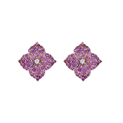 [E4514-AM/RG] Rose Gold Fiore Small Flower Earrings - Amethyst
