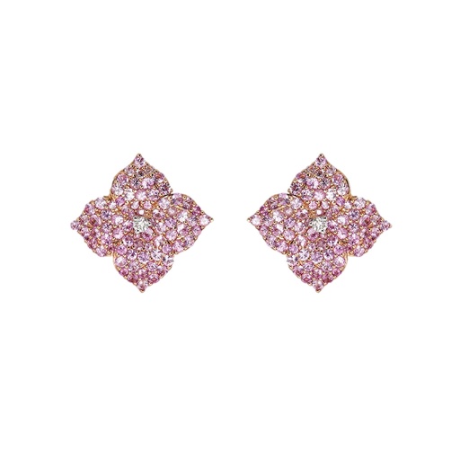 [E4514-PS/RG] Rose Gold Fiore Small Flower Earrings - Pink Sapphire