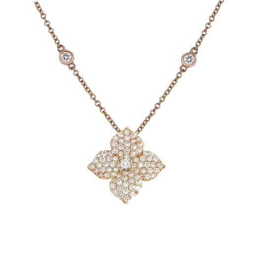 [P1428-DIA/RG] Rose Gold Fiore Small Flower Necklace