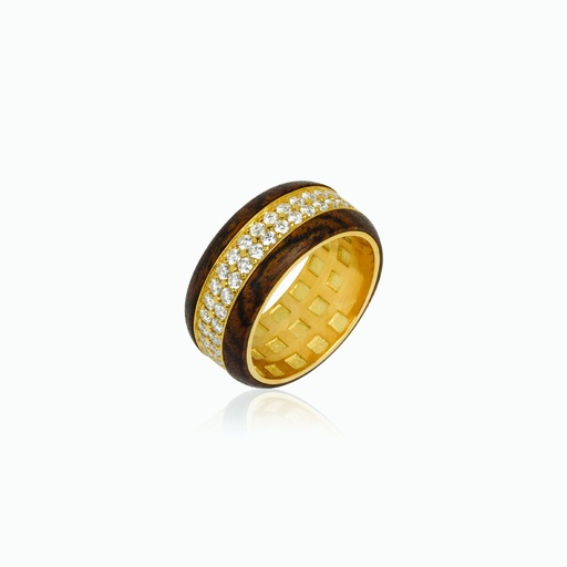 [RYW202X#3428] The Two Row Wood Inlay Royalty Ring