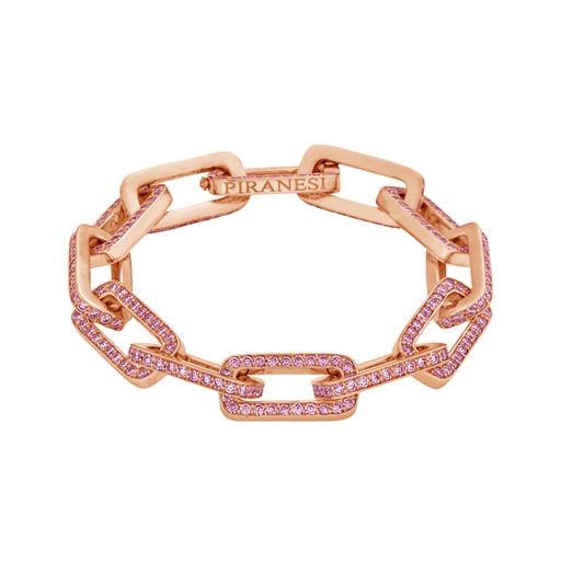 [B4296-P] Rose Gold Link Bracelet - Pink Sapphire