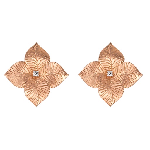 [E5179-RG] Rose Gold Oro Fiore Large Flower Earrings