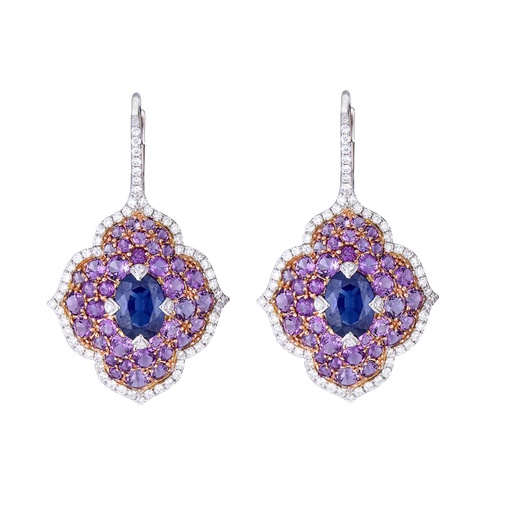 [E5132BOVAM-RWG] Rose Gold Pasha Drop Earrings - Amethyst