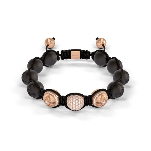 [D227087] Shamballa Jewels Rose Gold Diamond 10mm Braided Bead Bracelet