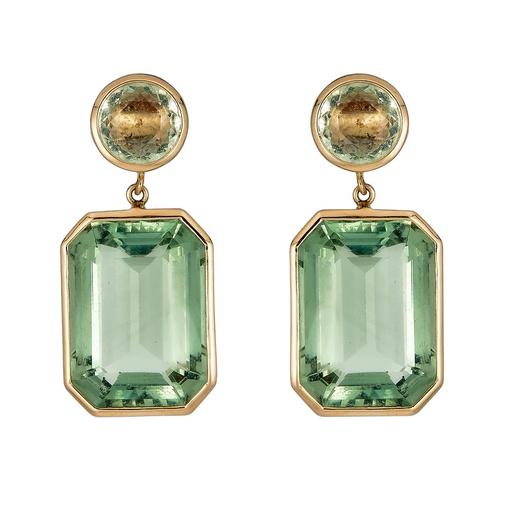 [E4634-GRAM] Rose Gold Pietra Drop Earrings - Green Amethyst