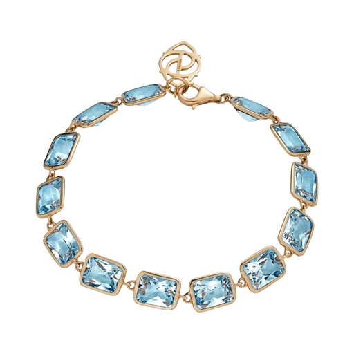 [B4573-BT] Rose Gold Pietra Emerald Cut Bracelet - Blue Topaz