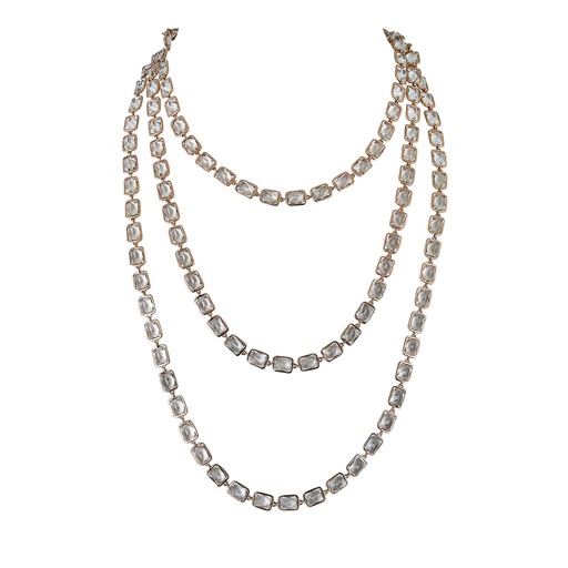 [N5999-WT72] Rose Gold Pietra Emerald Cut Chain Necklace