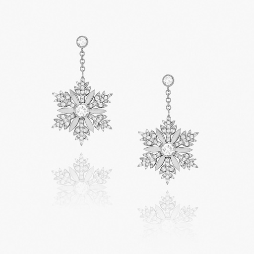 [EWW86X-WG#3476] The Sierra Snowflake Drop Earrings