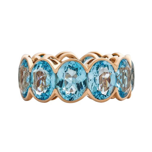 Rose Gold Pietra Oval Eternity Band - Blue Topaz