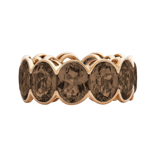 Rose Gold Pietra Oval Eternity Band - Smokey Quartz