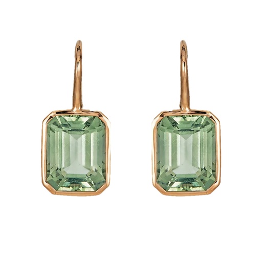[E5350-GRAM] Rose Gold Pietra Single Drop Earrings - Green Amethyst
