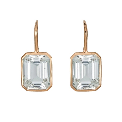 [E5350-WT] Rose Gold Pietra Single Drop Earrings - White Topaz